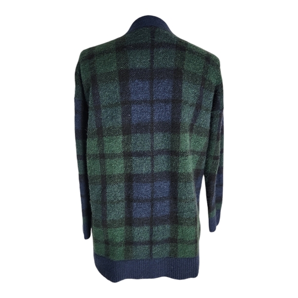 Loft Plaid Boyfriend fit Cardigan size Small wool blend comfy fuzzy oversized - Picture 5 of 7